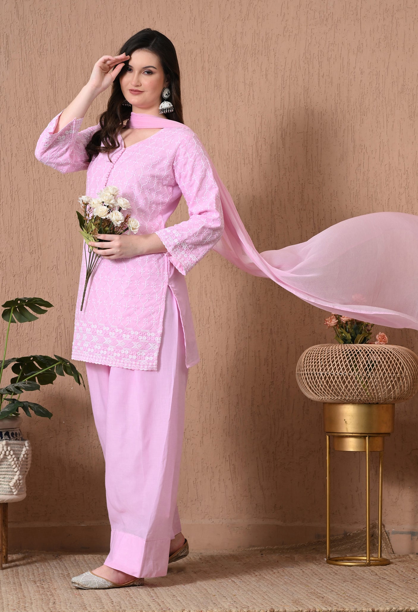 Chikenkari Cotton Farshi Salwar