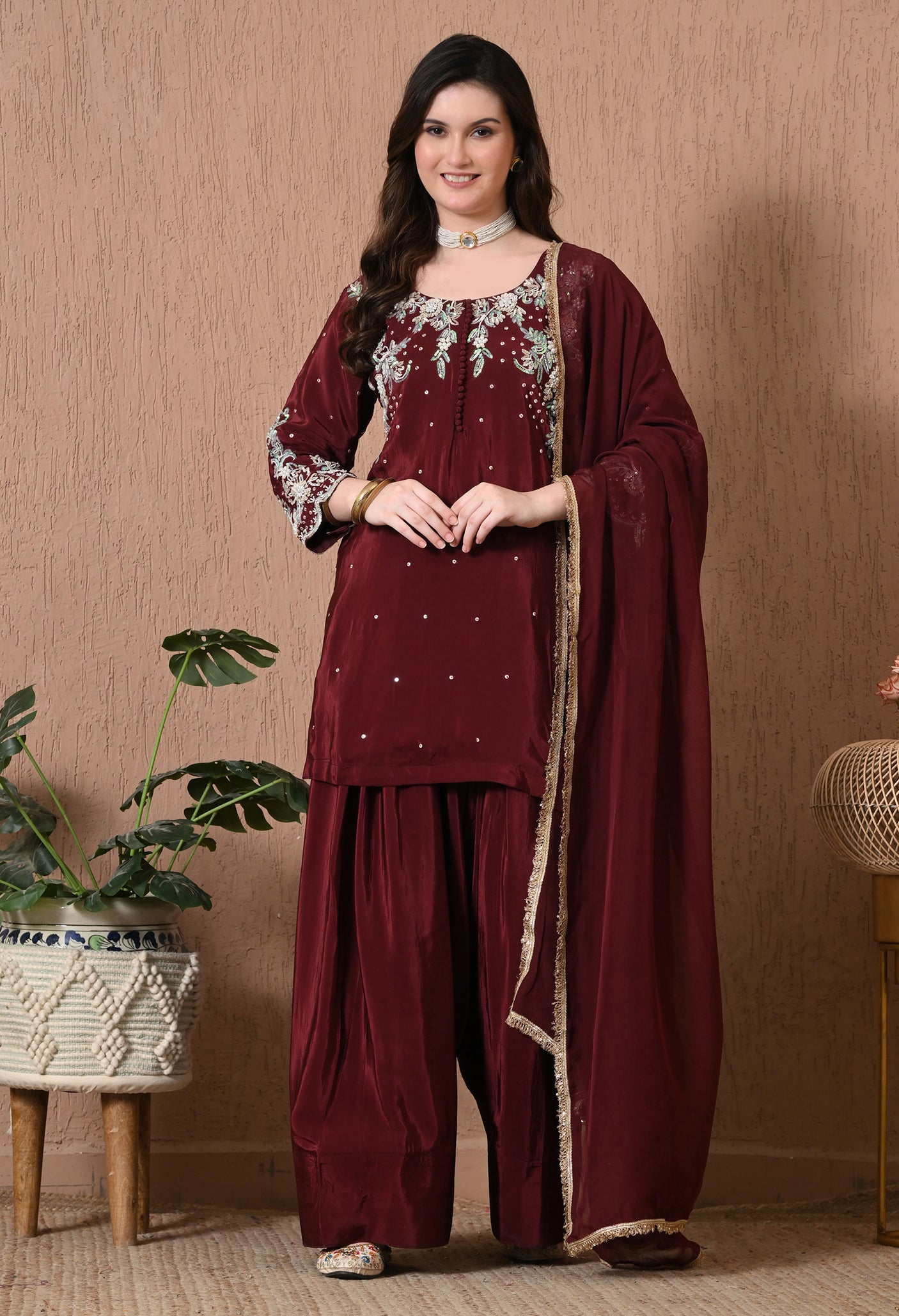 Royal Blue Hand Work Farshi