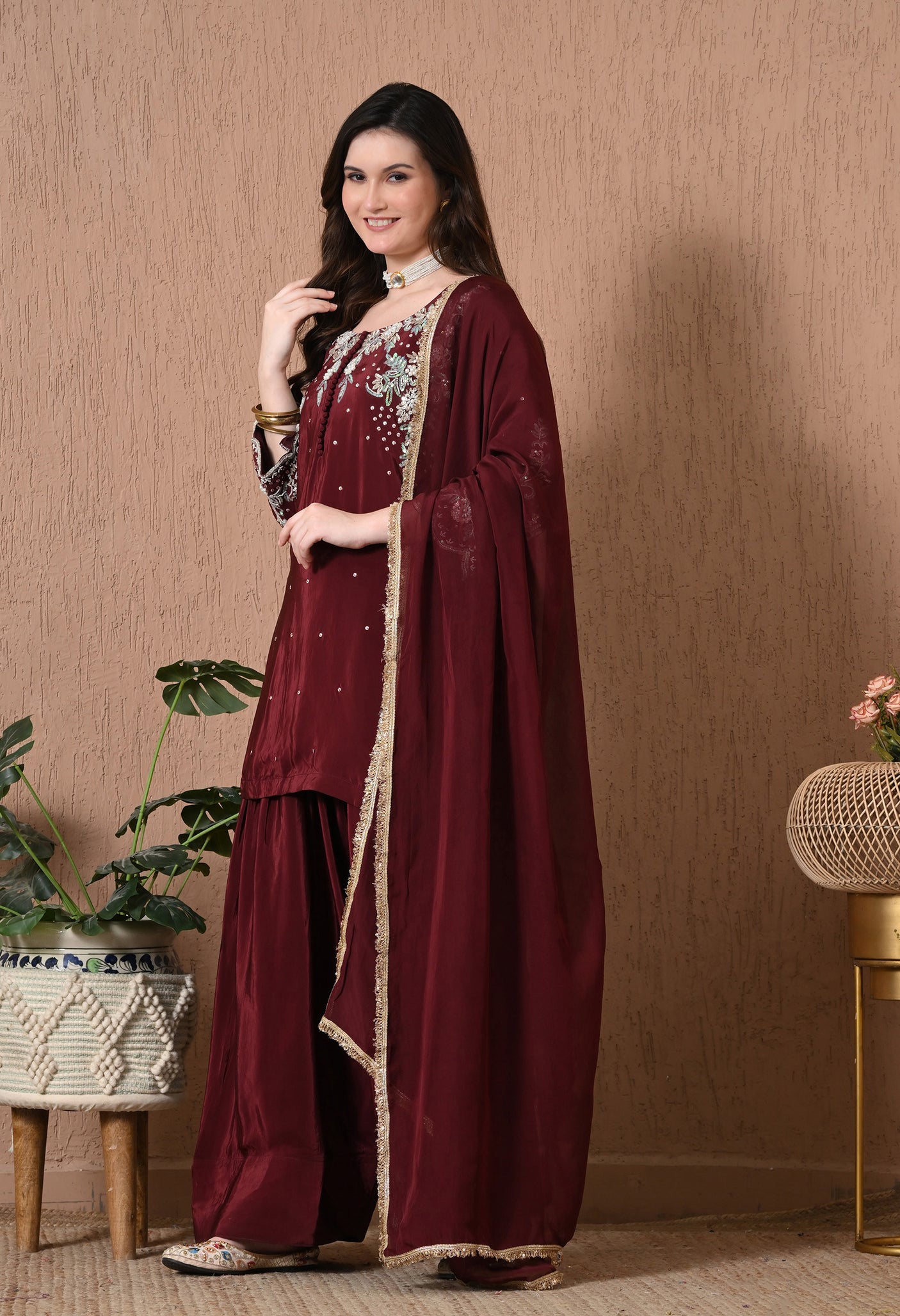 Royal Blue Hand Work Farshi