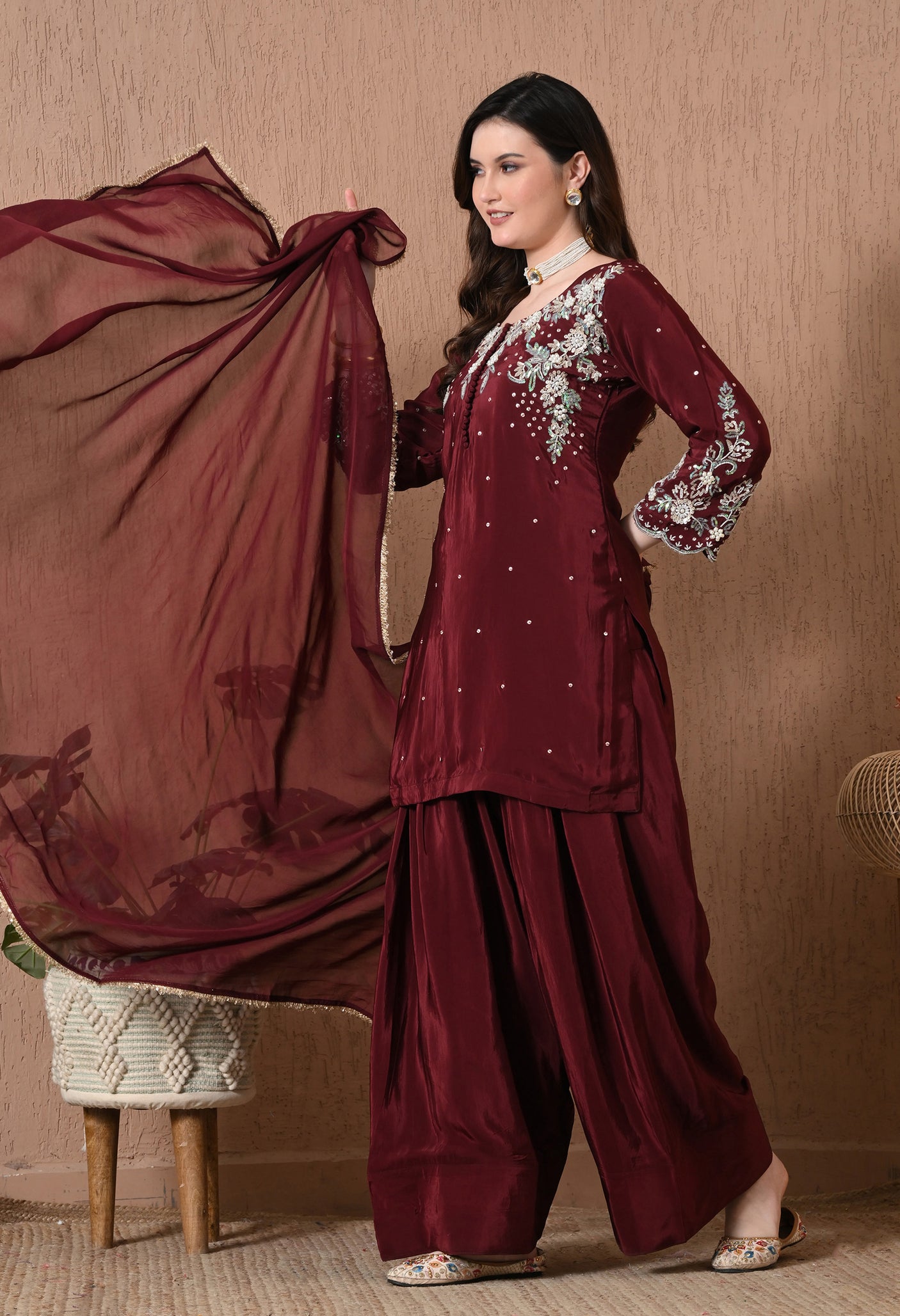 Royal Blue Hand Work Farshi