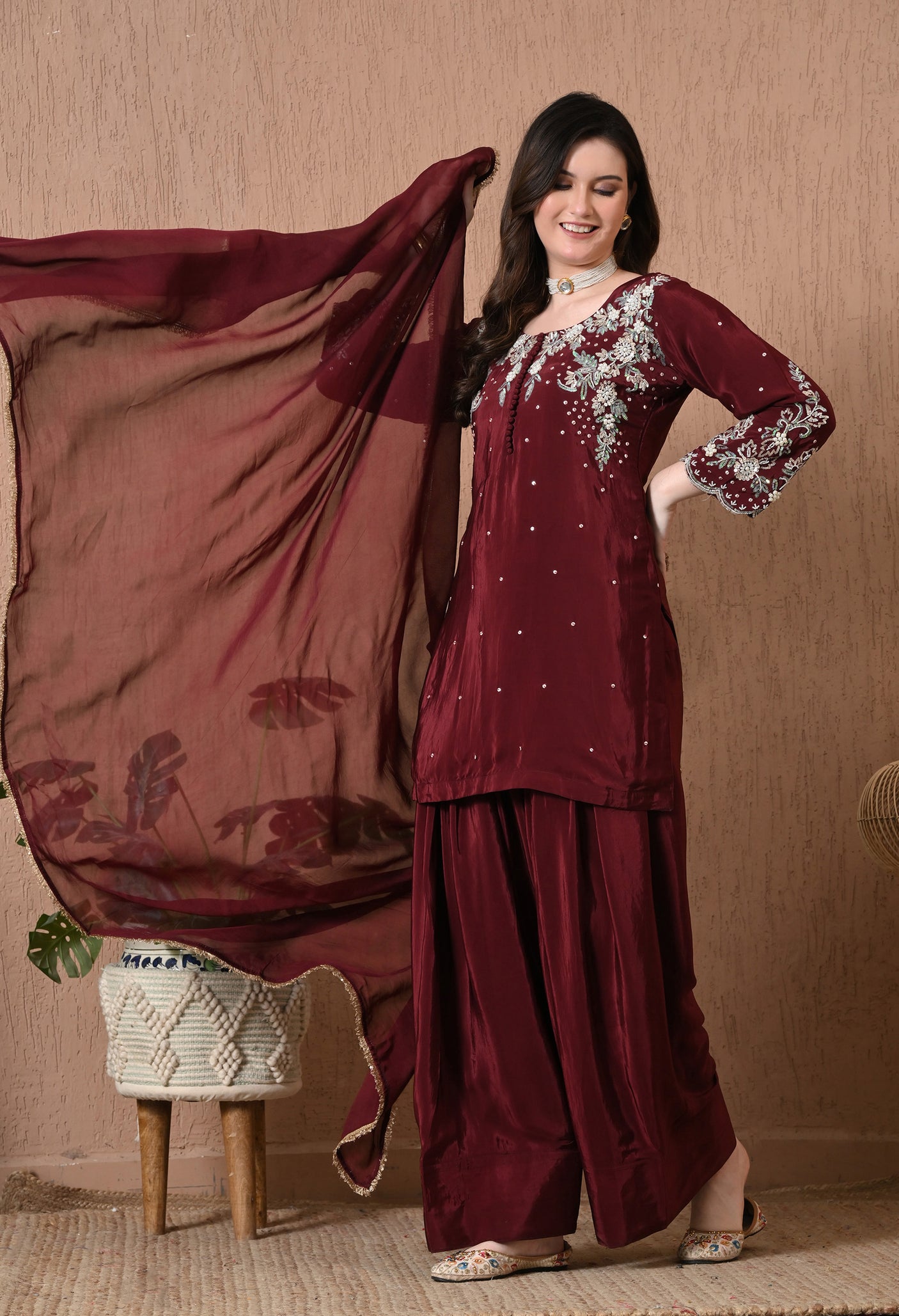 Royal Blue Hand Work Farshi