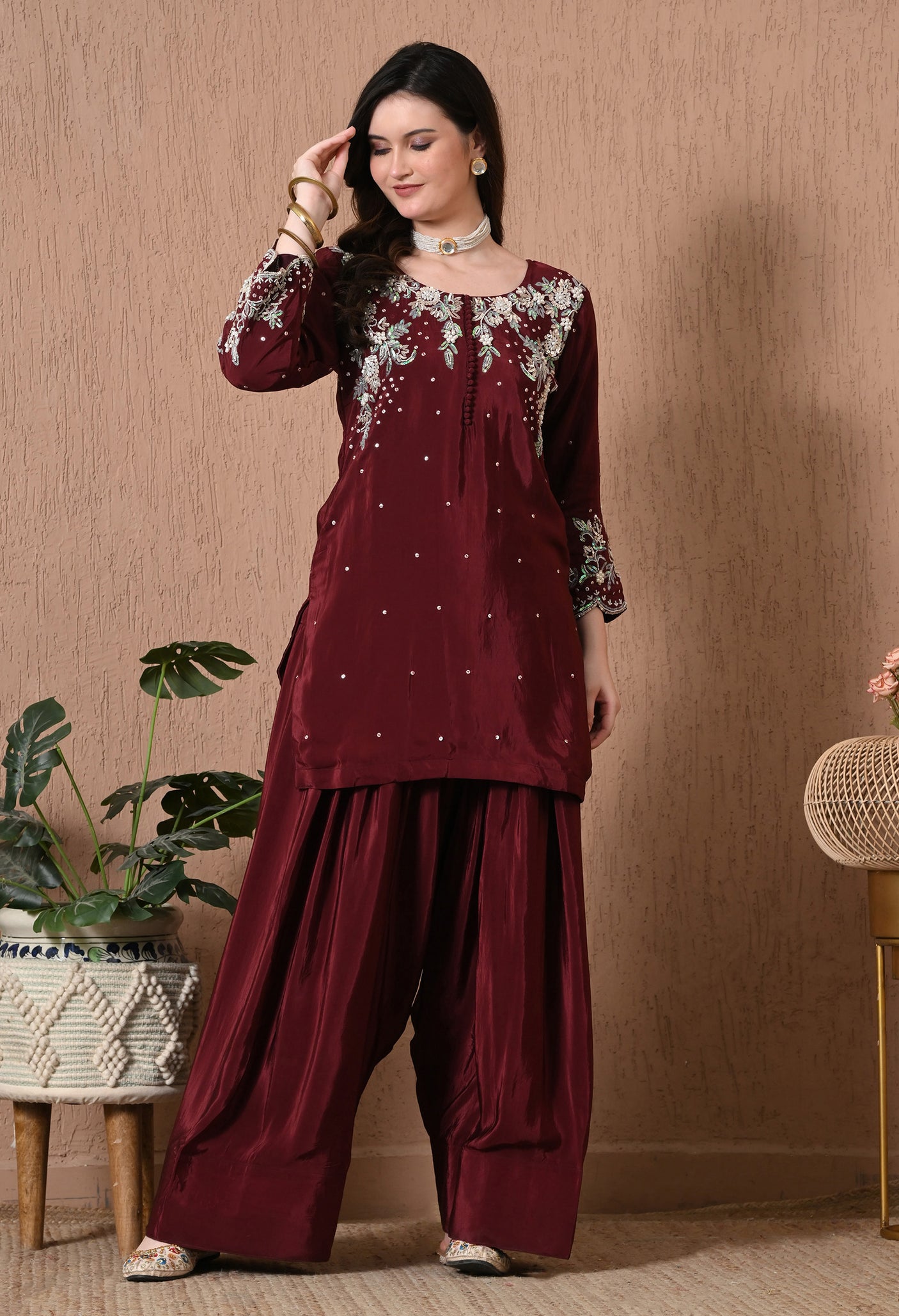 Royal Blue Hand Work Farshi