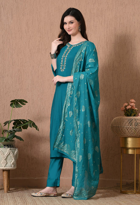Utsavi Teal suit Set