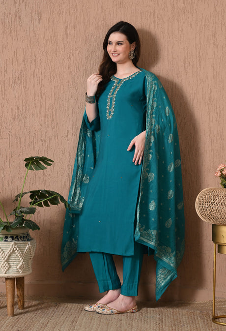 Utsavi Teal suit Set
