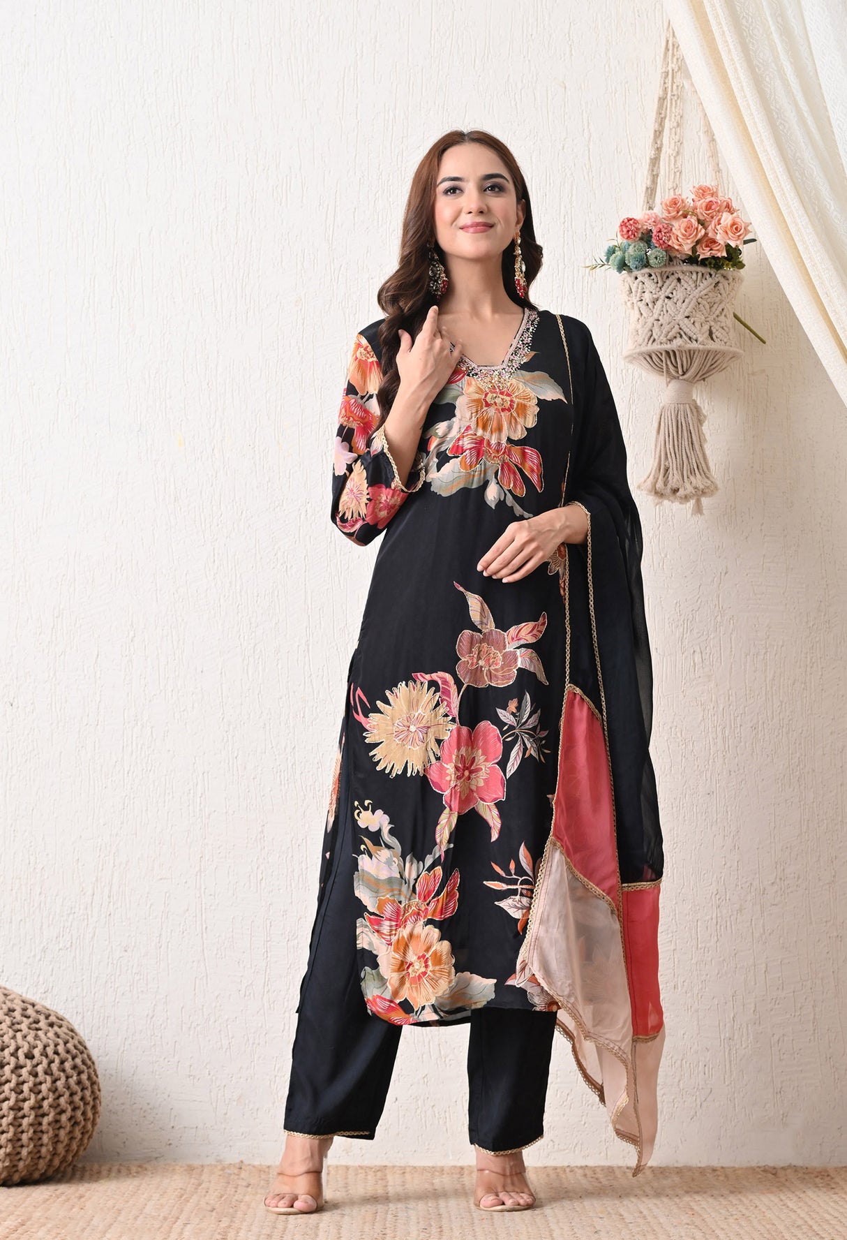 Floral Noir suit Set