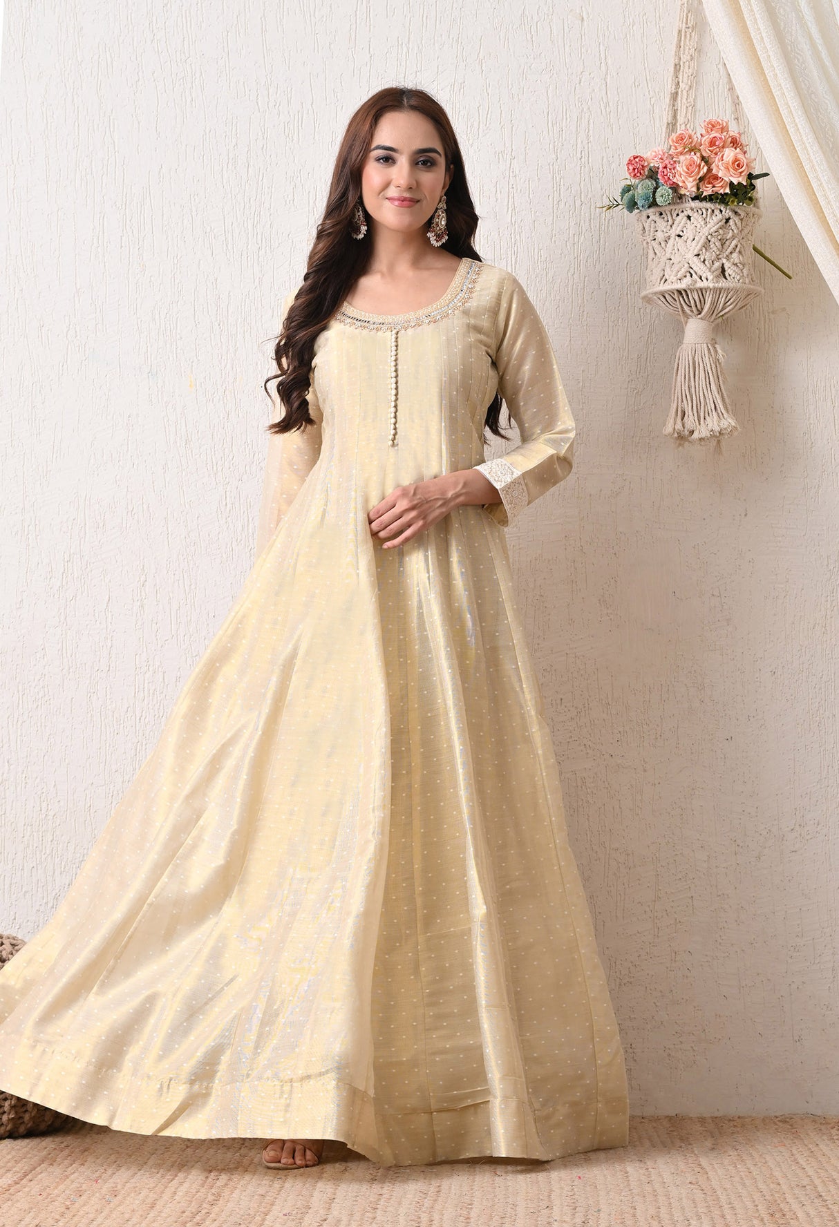 Zeenat Gold A-Line Suit
