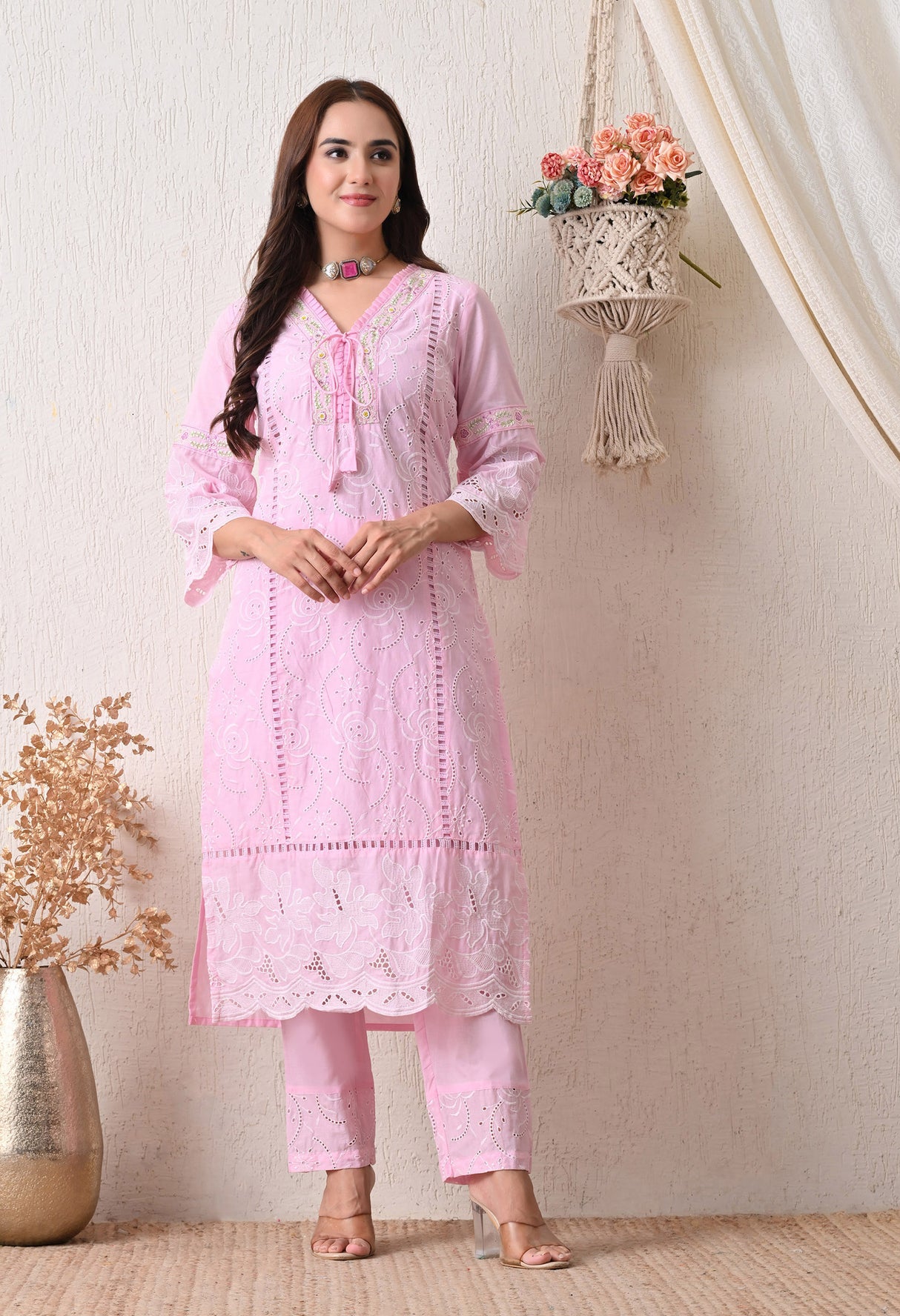 Noori Gulab - Baby Pink Embroidered Grace Set