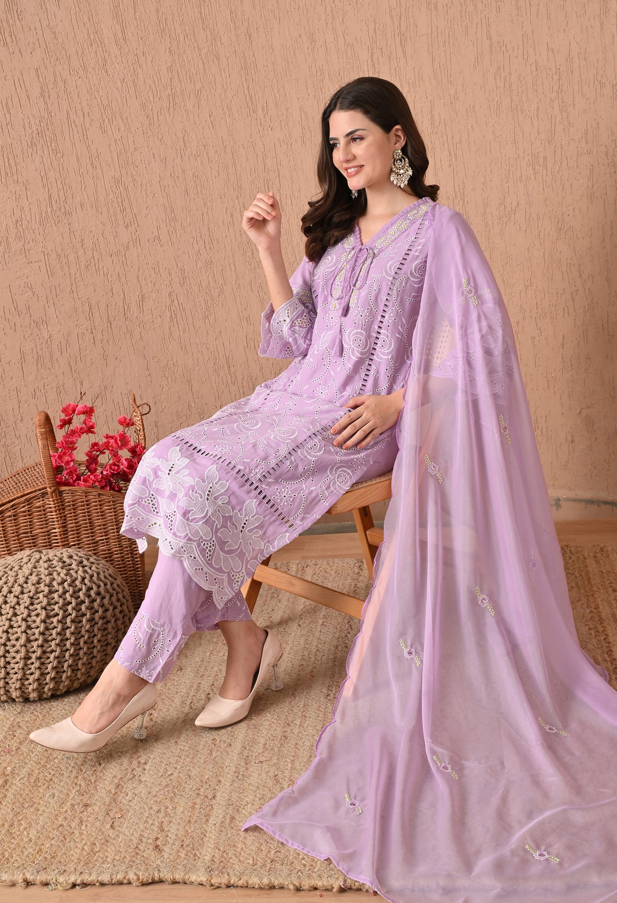 Noori Gulab - Baby Pink Embroidered Grace Set