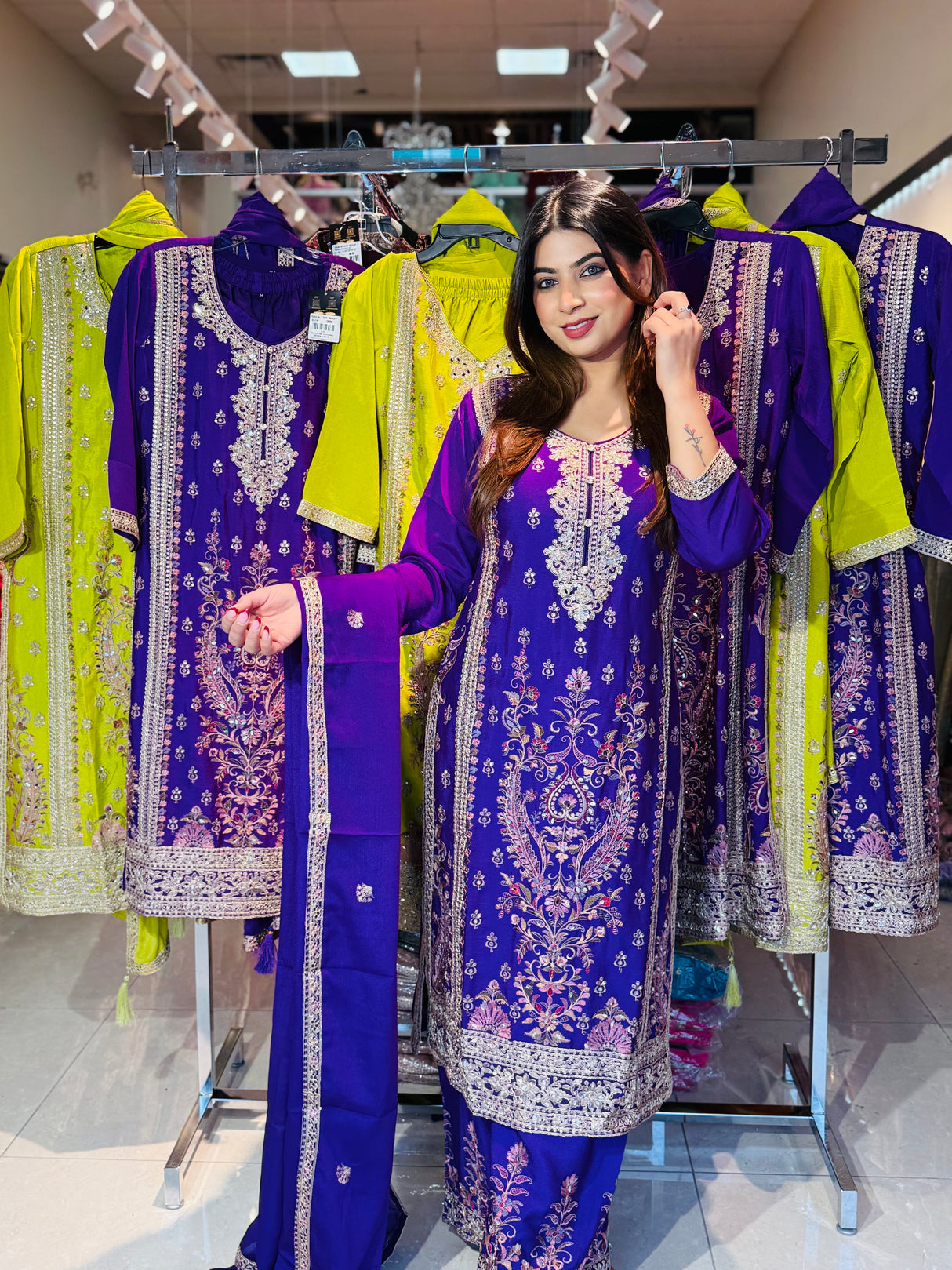 Royal Bloom Embroidered Suit Set