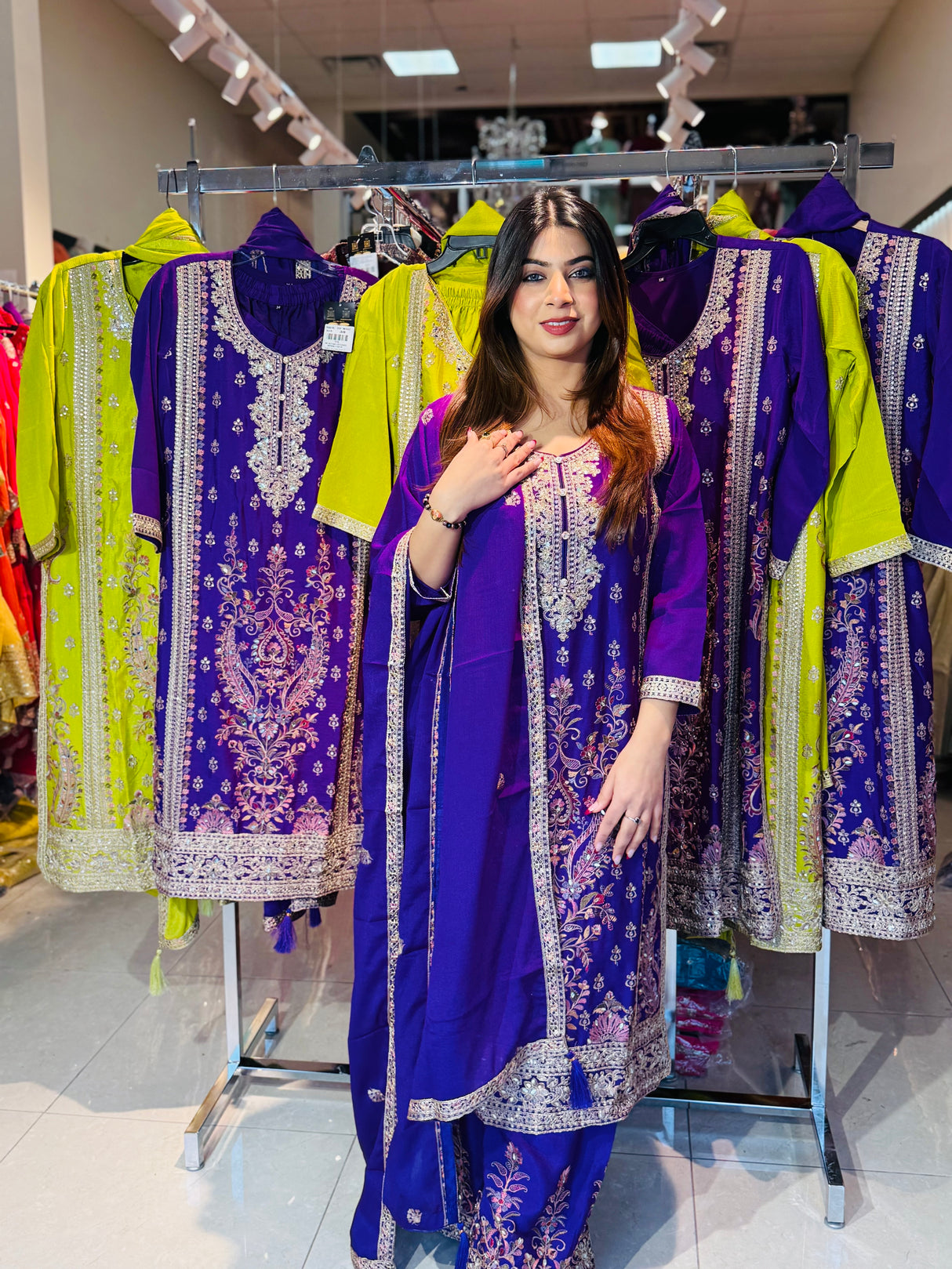 Royal Bloom Embroidered Suit Set