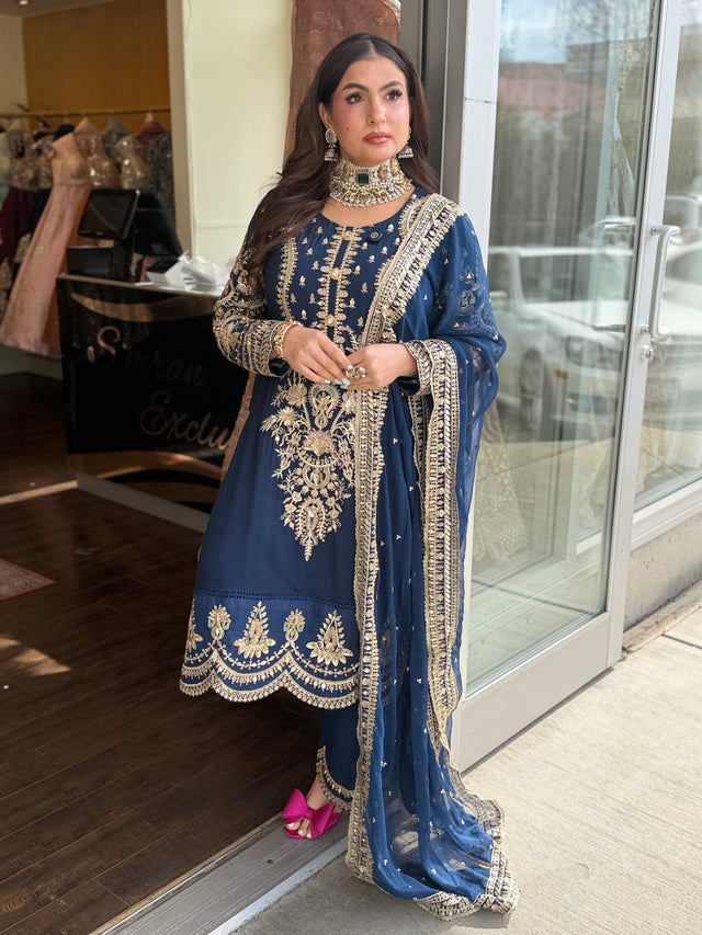 Noor Jaya Embroidered Suit – Simran Exclusive