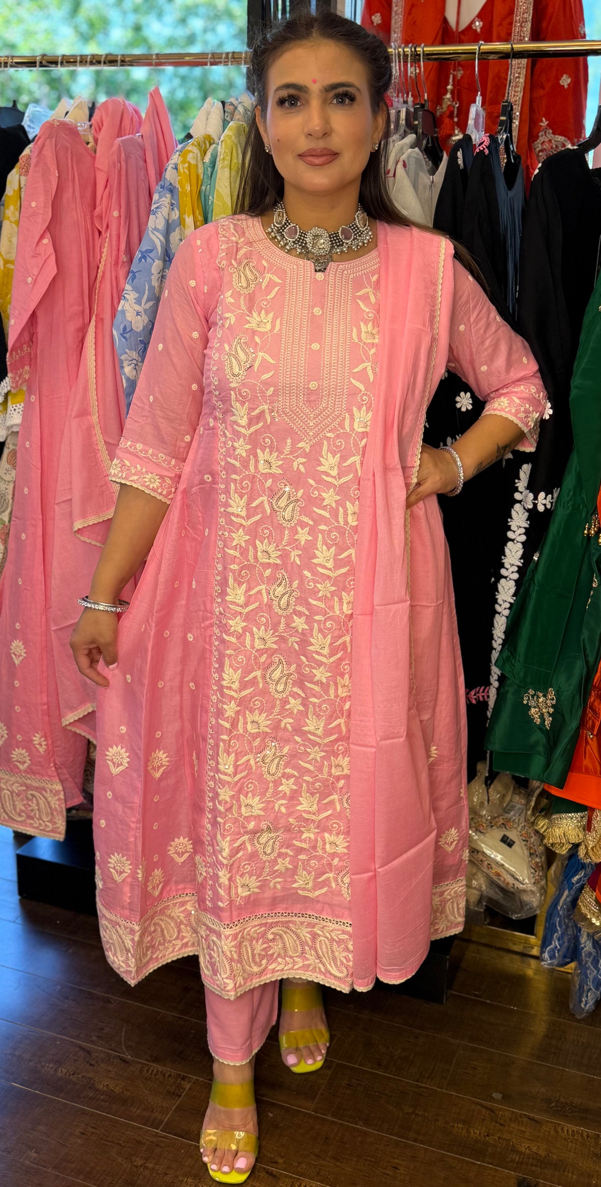 Gulaabi Noor – Baby Pink Embroidered Suit