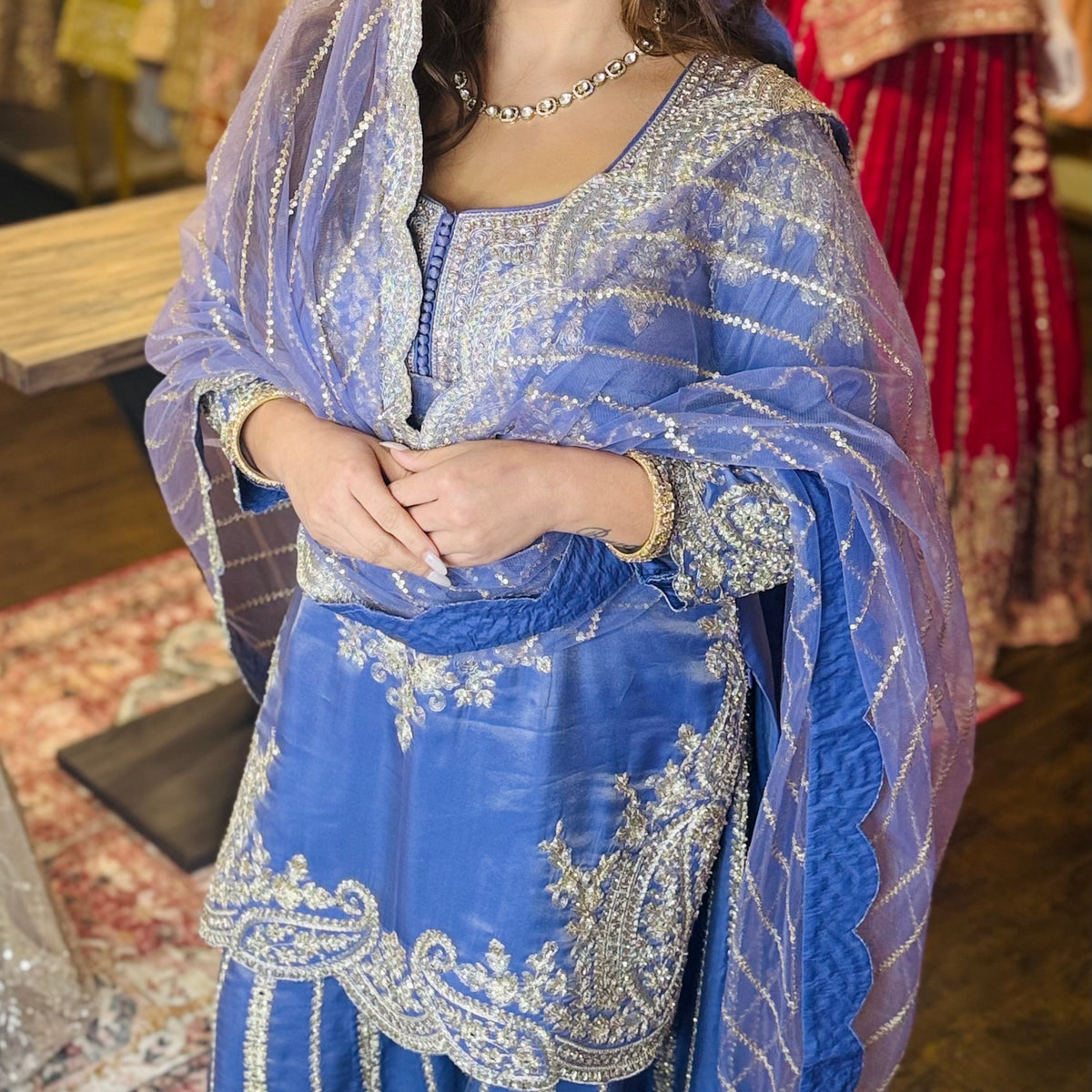 Aafreen Blue Punjabi Sharara Set – Simran Exclusive