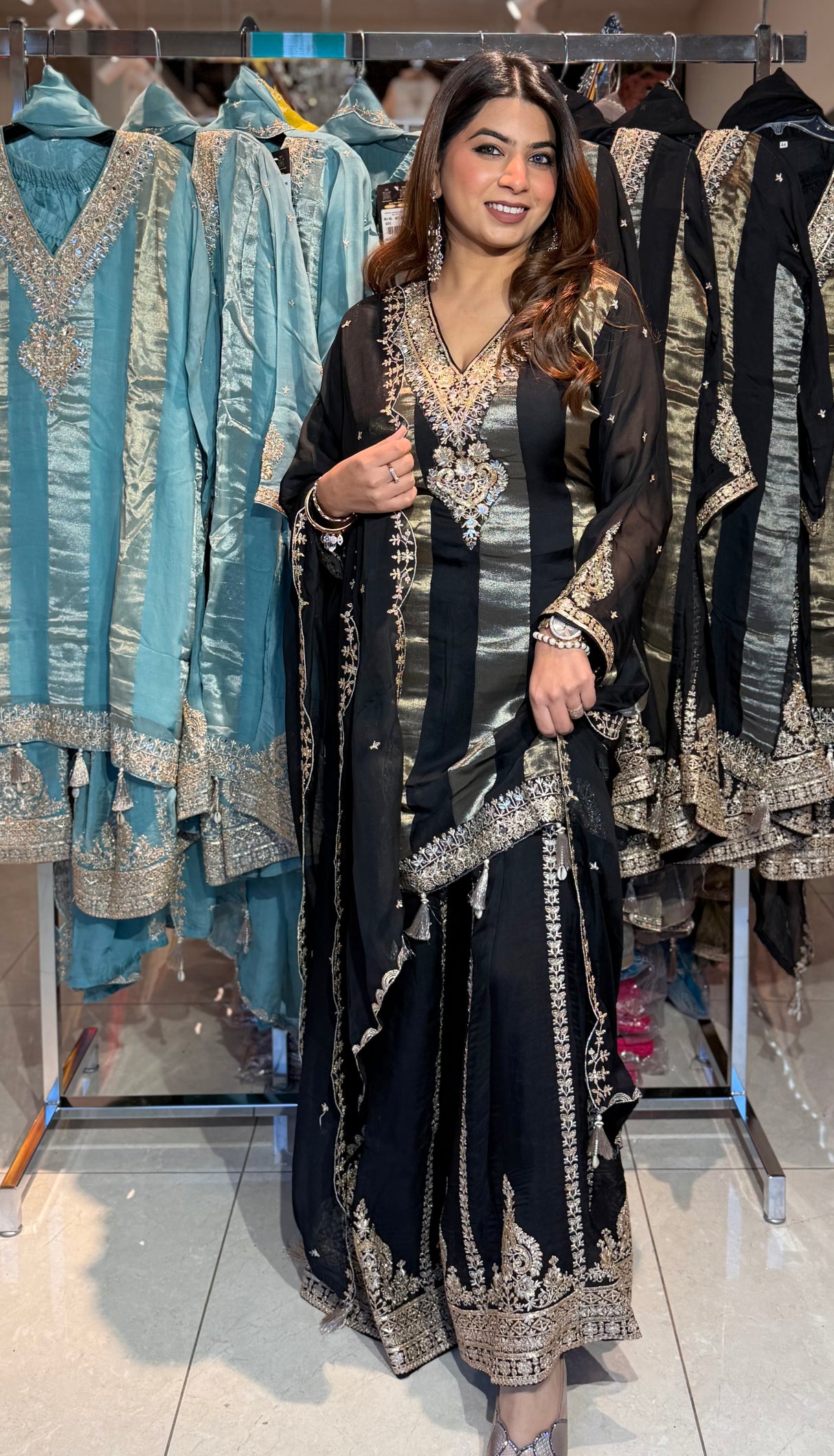 BLACK AND GOLD SHARARA
