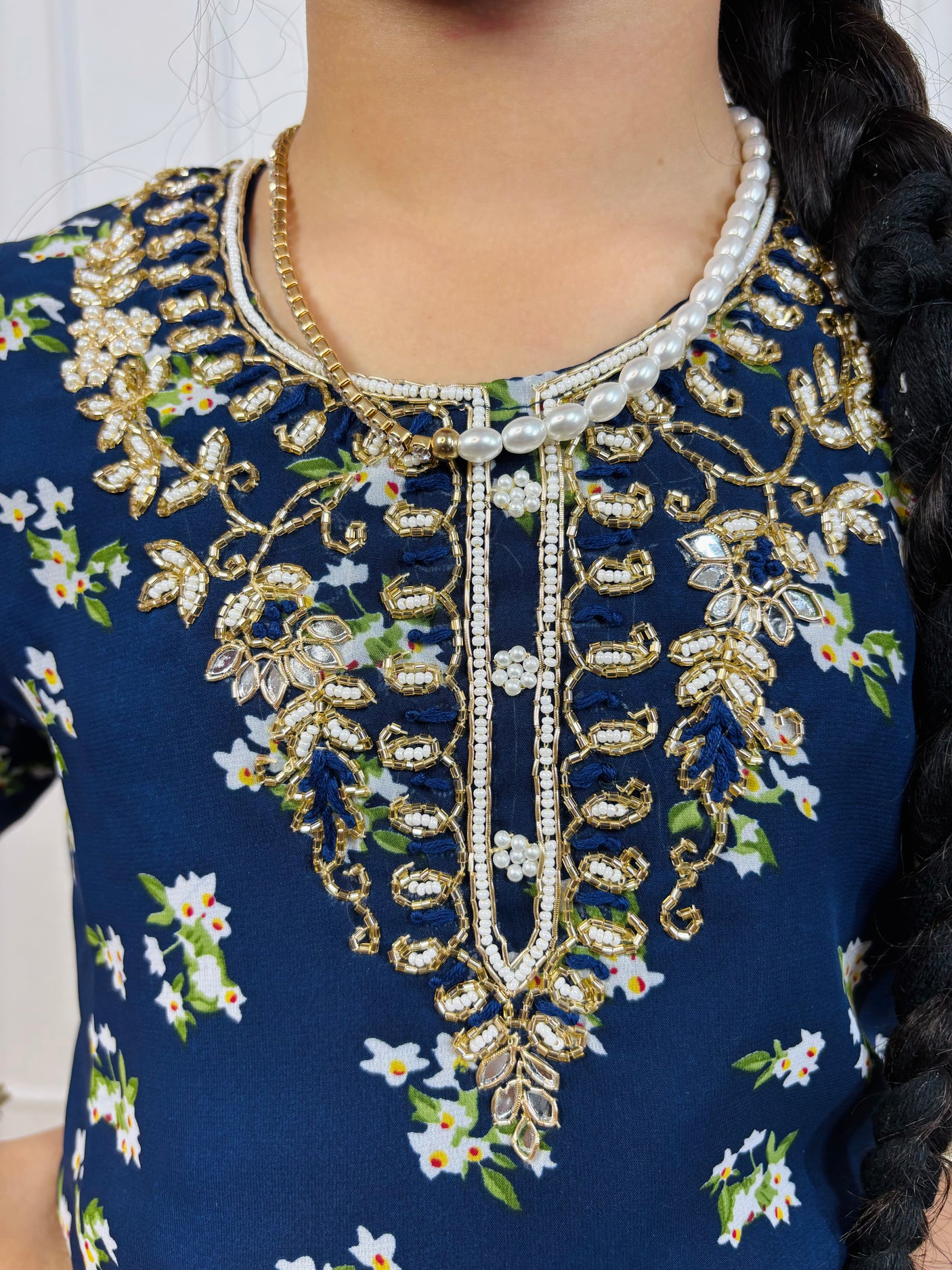 Mother Daughter Combo-Electric Blue Patiala Suit