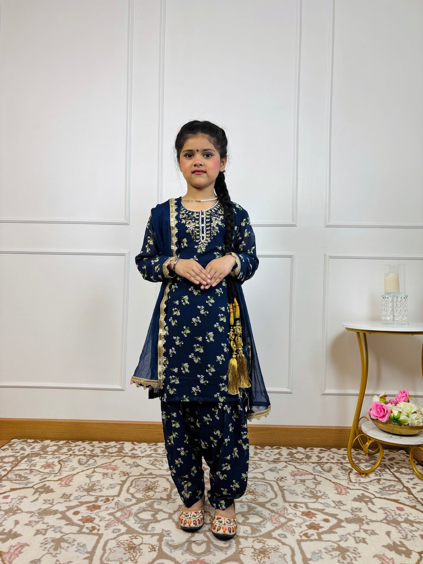 Mother Daughter Combo-Electric Blue Patiala Suit