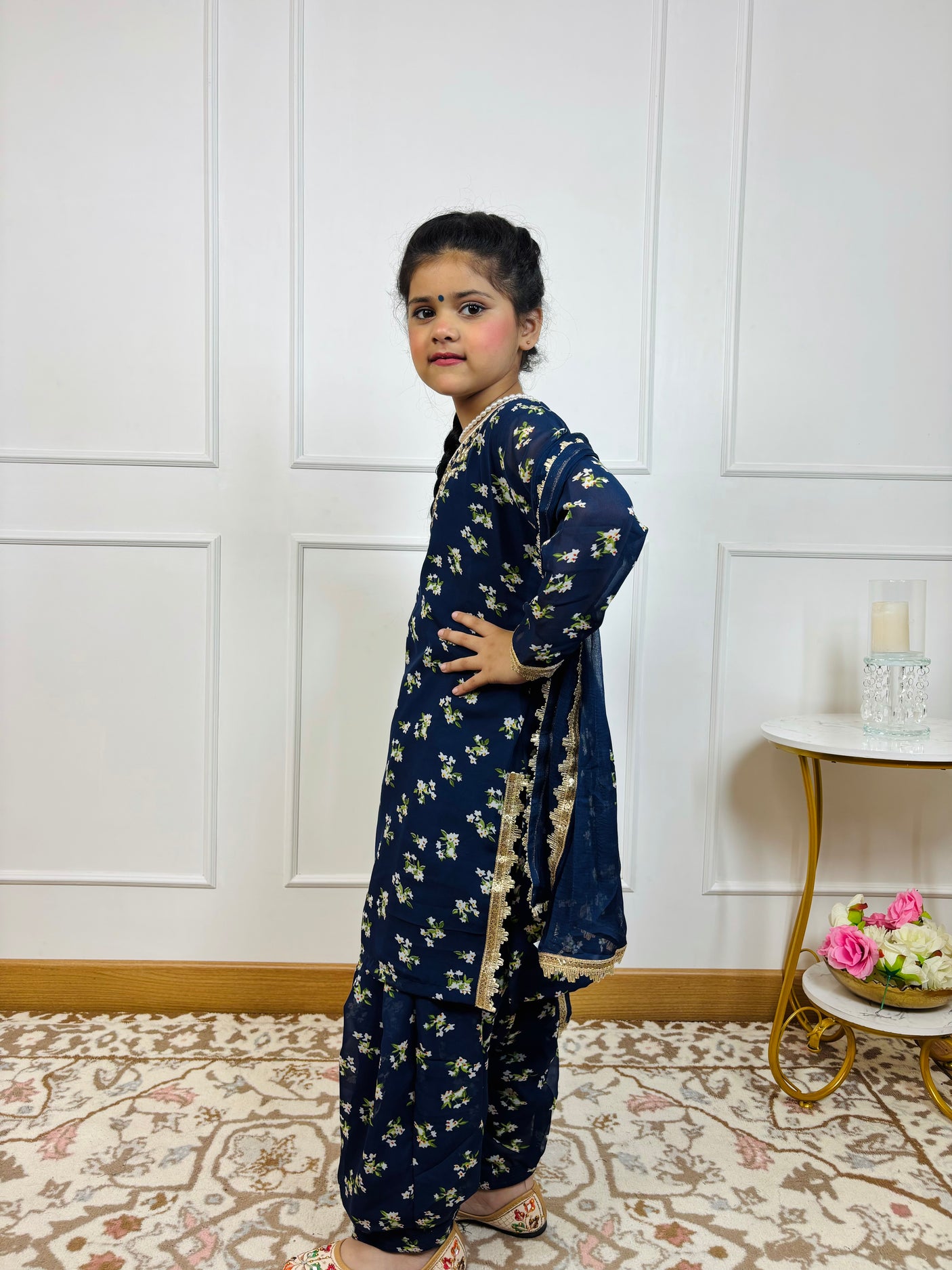 Mother Daughter Combo-Electric Blue Patiala Suit