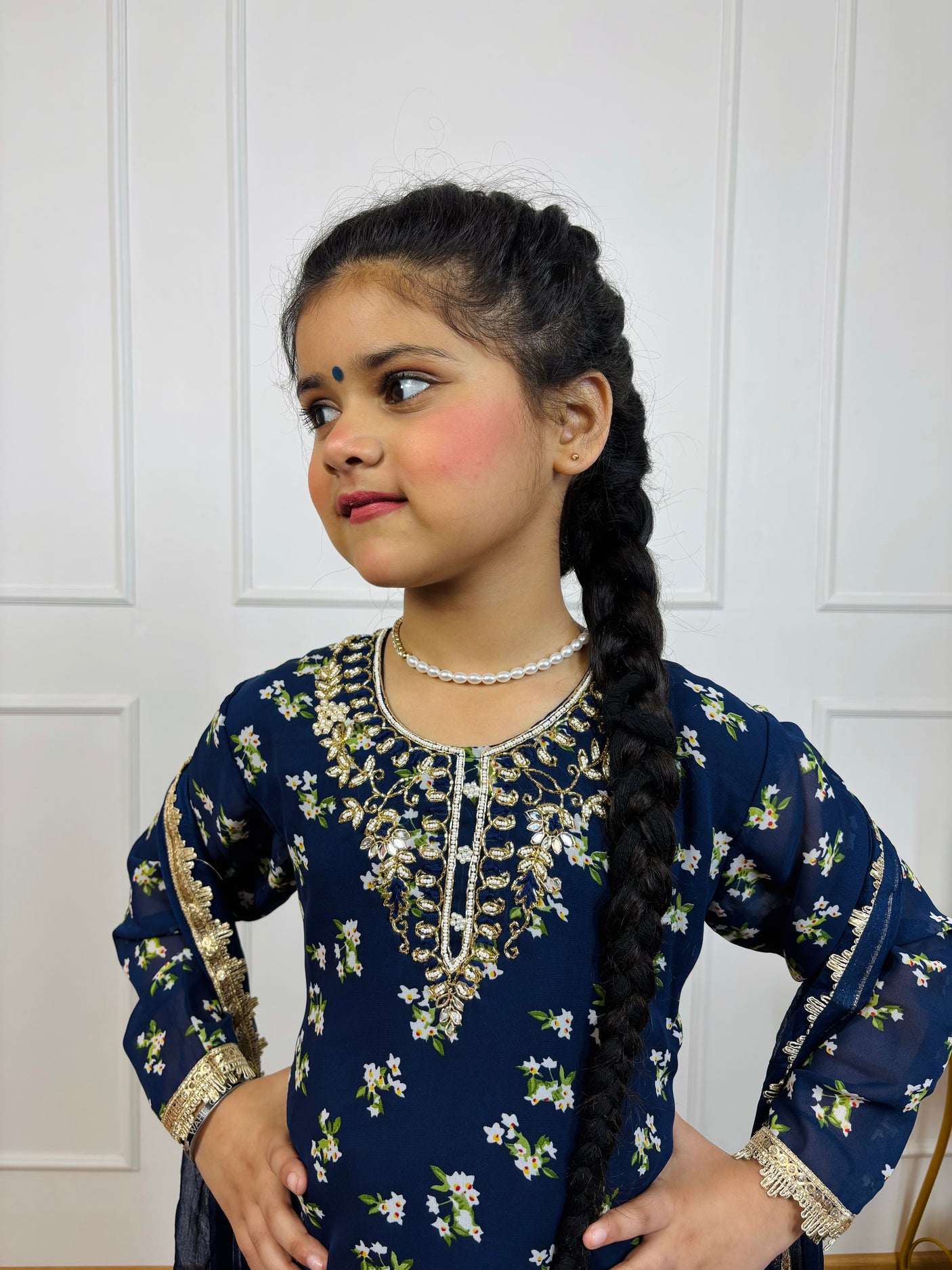 Mother Daughter Combo-Electric Blue Patiala Suit