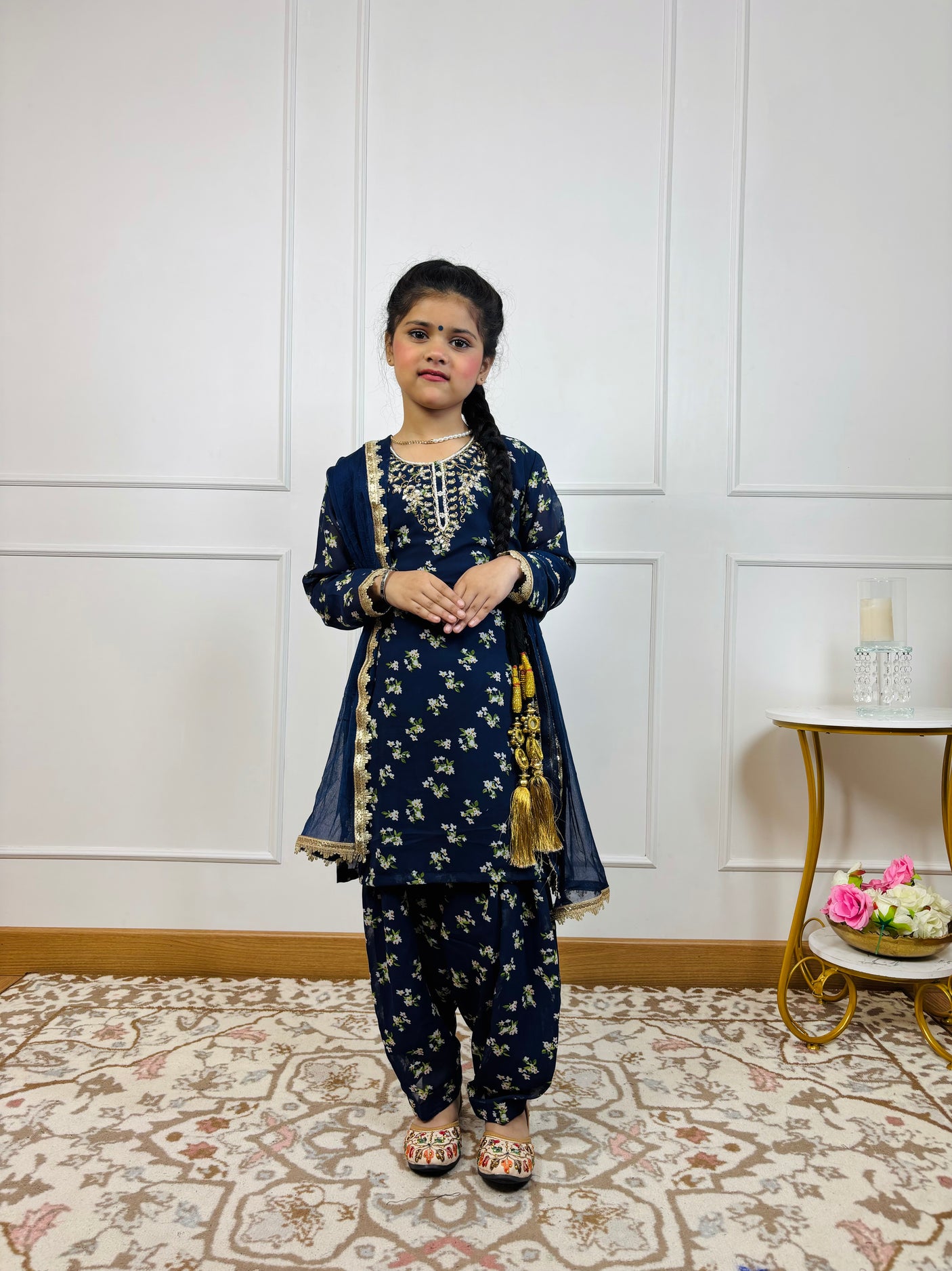 Mother Daughter Combo-Electric Blue Patiala Suit