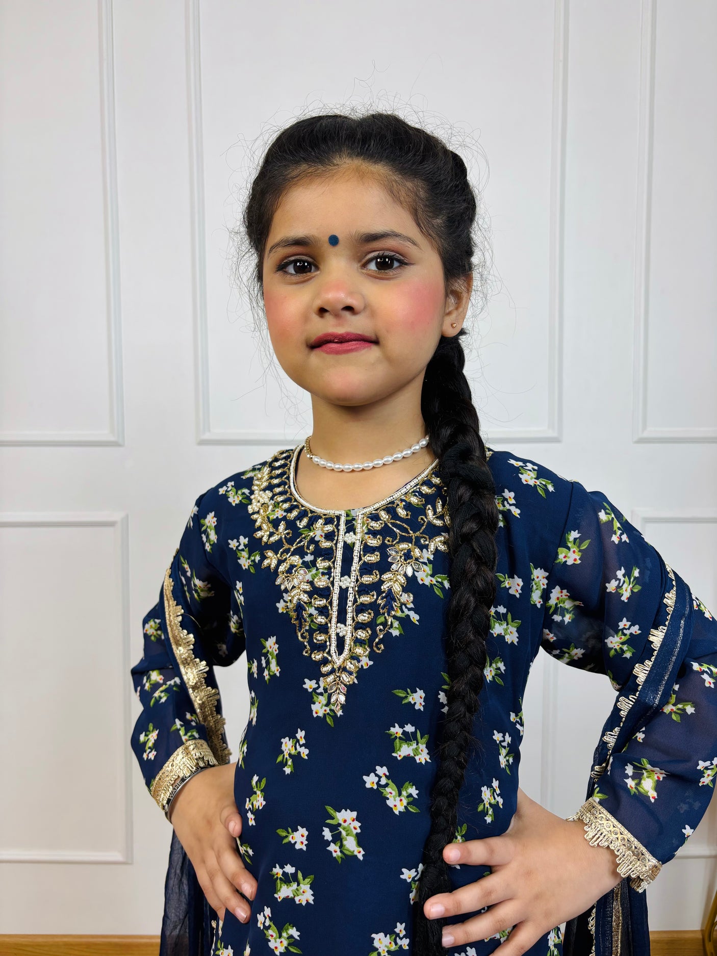 Mother Daughter Combo-Electric Blue Patiala Suit