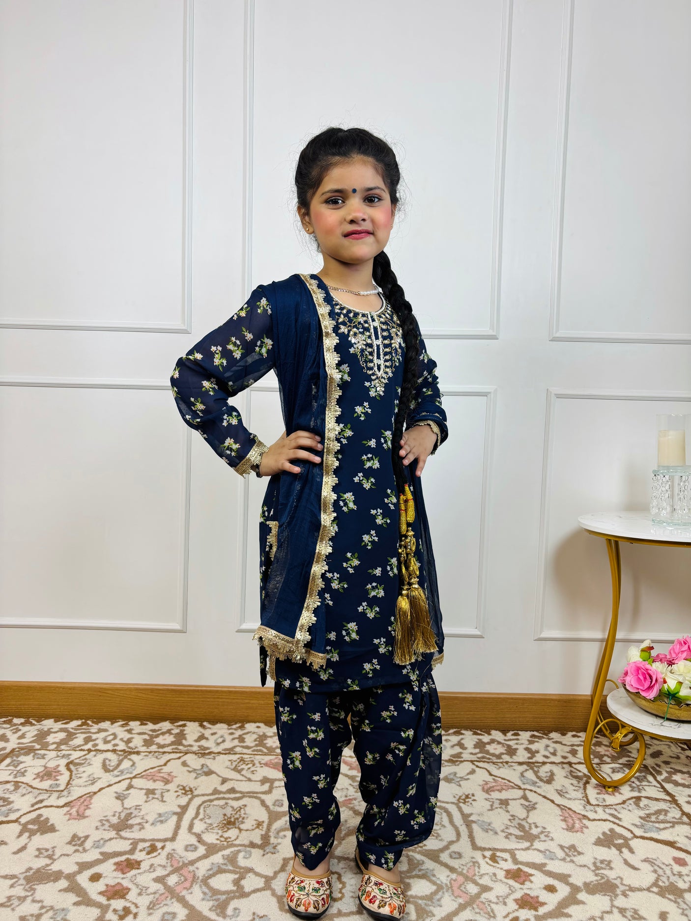 Mother Daughter Combo-Electric Blue Patiala Suit