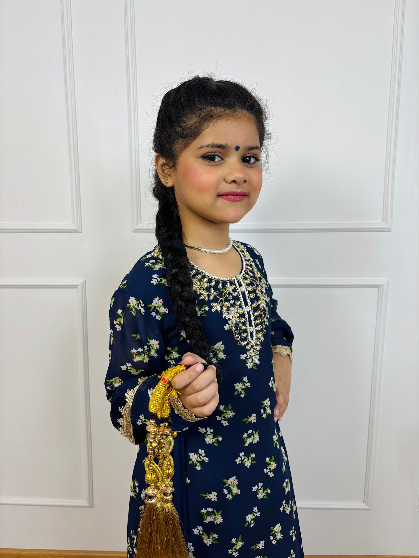 Mother Daughter Combo-Electric Blue Patiala Suit