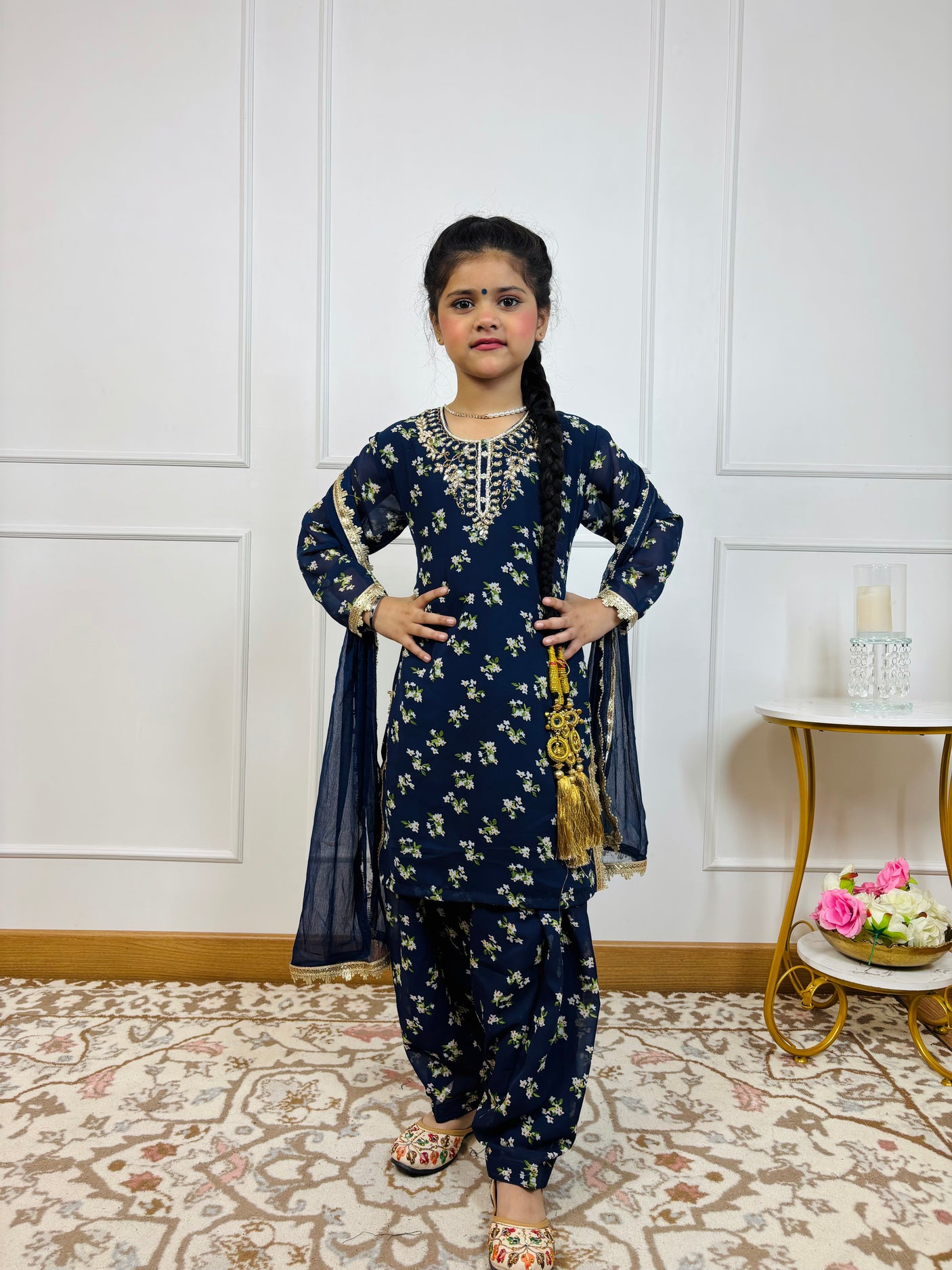 Mother Daughter Combo-Electric Blue Patiala Suit