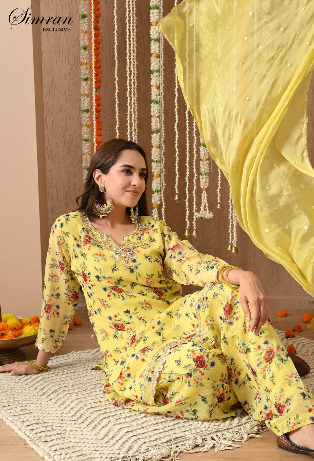 Floral yellow Salwar Patiala Suit