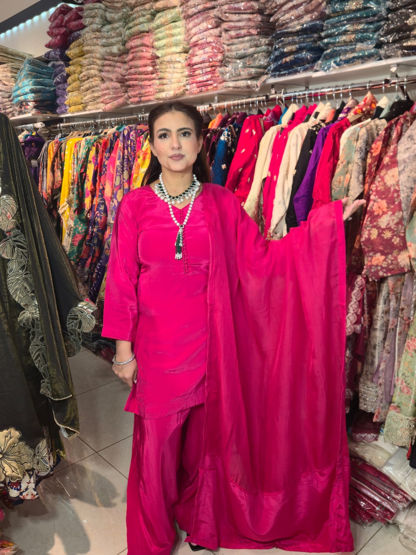 Farshi Hot Pink Disheen